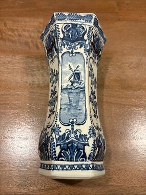 Blue and White Delft-Style Ceramic Accent Vase by